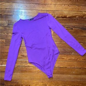 ZARA Long Sleeve Purple Seamless Bodysuit